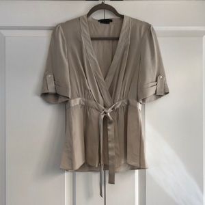 BCBGMaxAzaria 100% silk wrap top